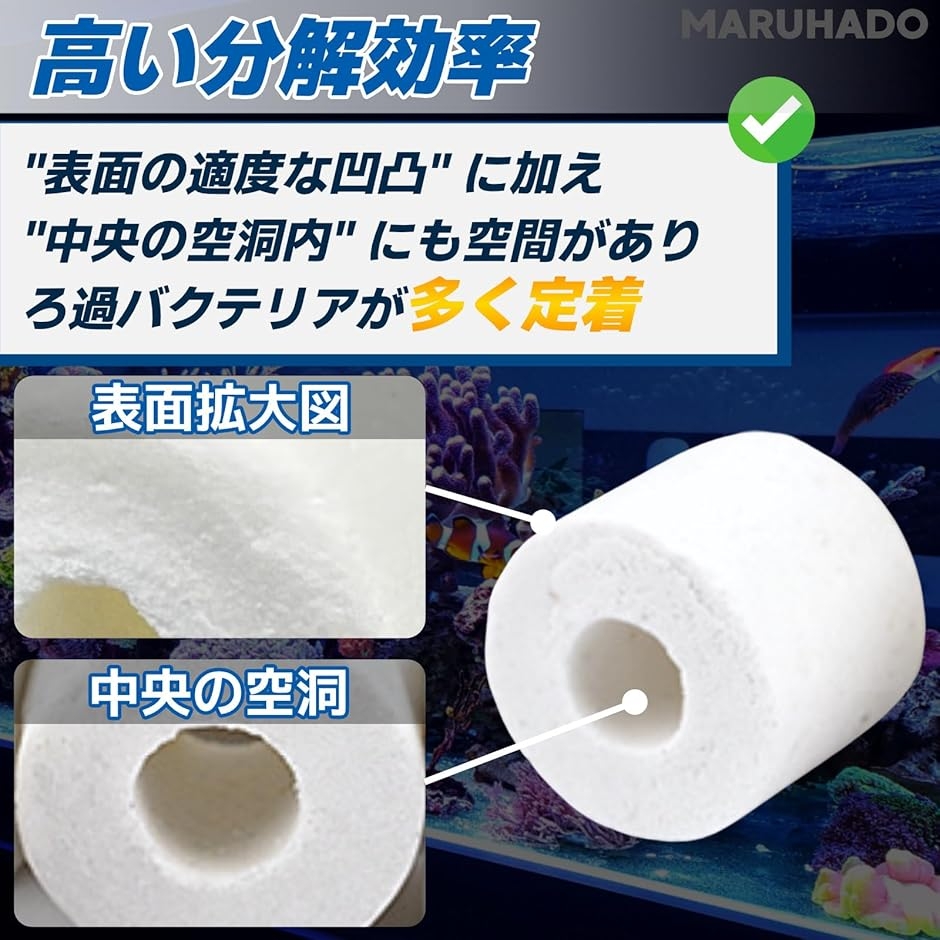 濾過材 ろ材 水槽 セラミック リングろ材 ネット入り 淡水・海水対応