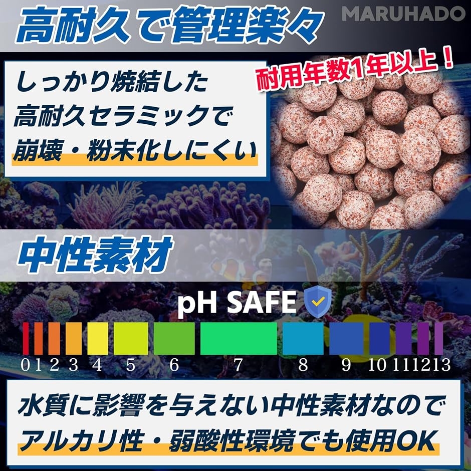 濾過材 ろ材 水槽 セラミックボール ネット入り 淡水・海水対応 多孔質