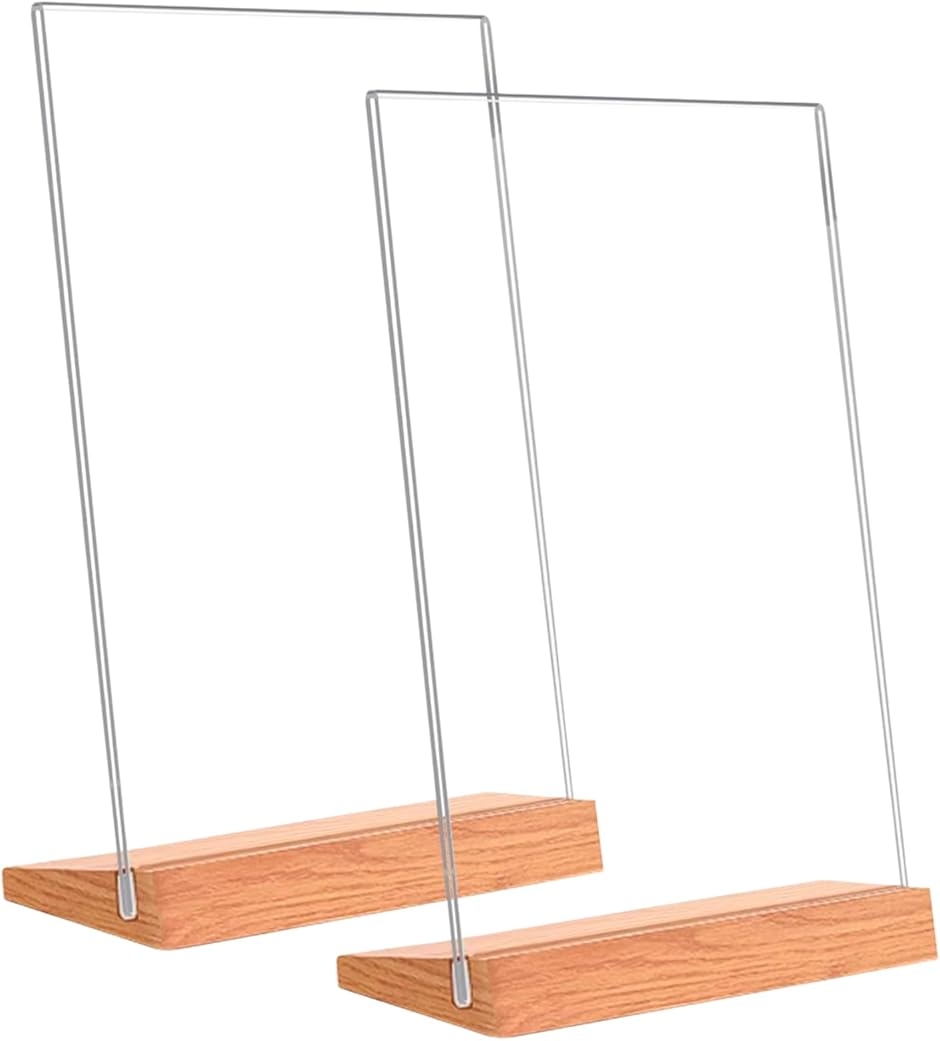 Azmio フォトフレーム l判 アクリル写真立て 透明 縦 メニュー立て兼用 2個セット (A6　縦)