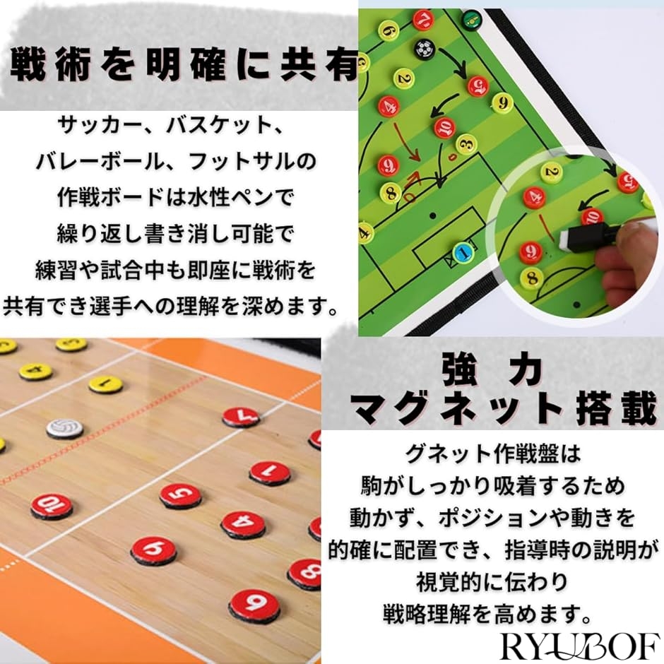 作戦ボード 戦術ボード A4 マグネット 折りたたみ ペン付き コーチング