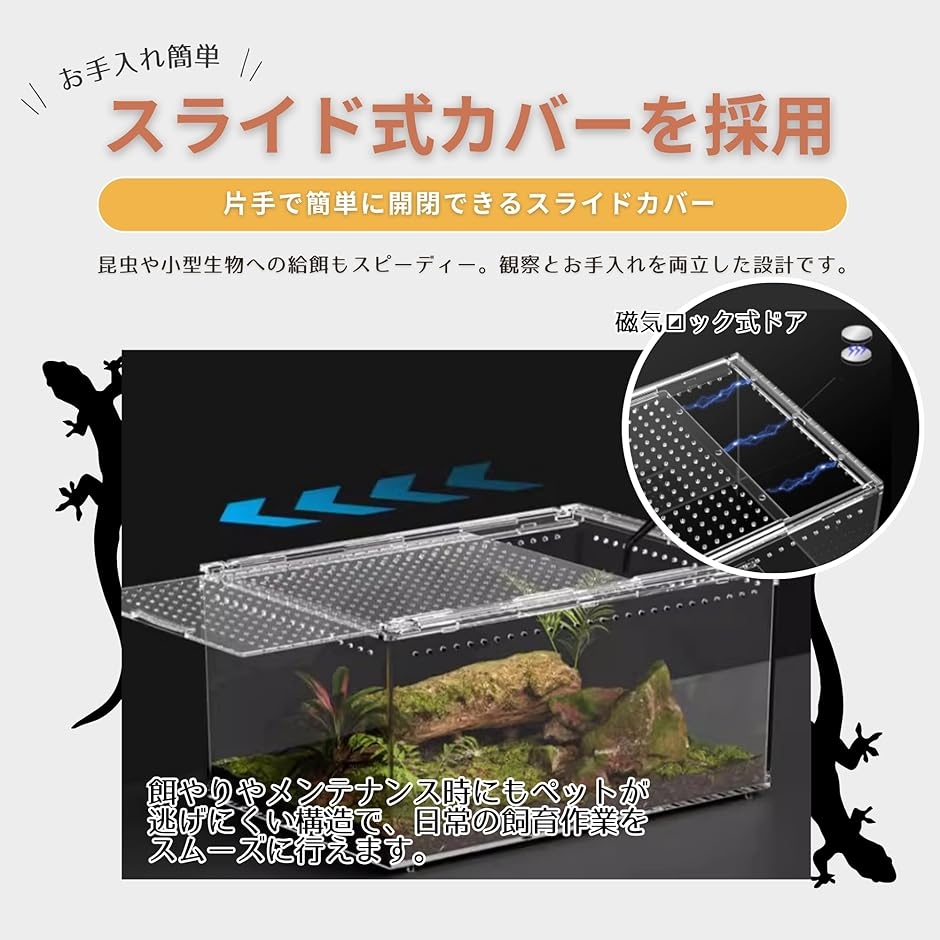 爬虫類 ケージ シェルター 飼育ケース アクリル製 トカゲ 蛇 サソリ