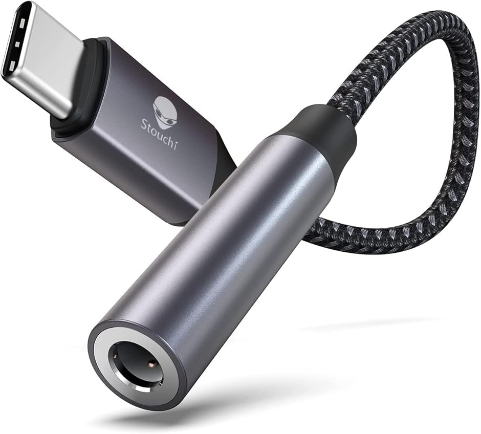 USB-C to 3.5mm �C���z���ϊ��A�_�v�^ DAC���ځE�ʘb�^�����R������Ή� Type-C (�O���[,  1�Z�b�g)