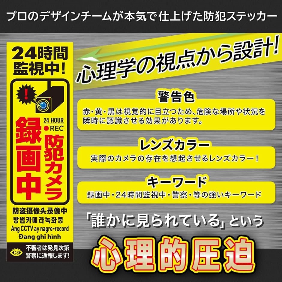 防犯カメラ ステッカー 作動中 耐光/耐水/耐候/反射 シール 屋外6カ国
