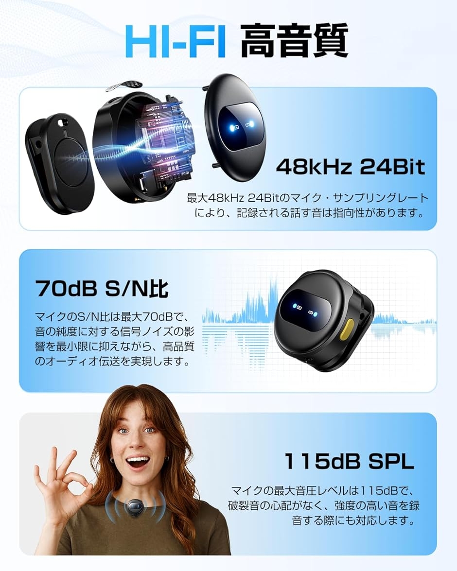 新型ピンマイク ワイヤレス iPhone/iPad/Android/PC対応 2人同時使用 新型ピンマイク ワイヤレス iPhone/iPad/Android/PC対応 2人同時使用