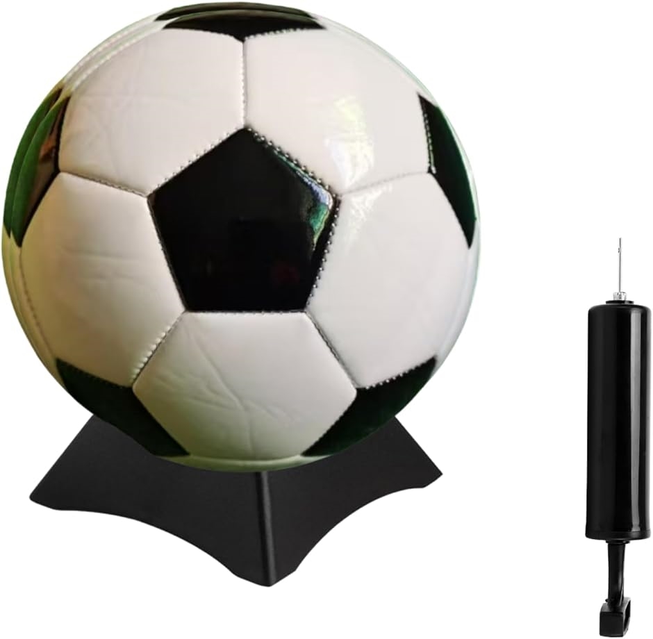 サッカーボール サイン用 台座付き 寄せ書き 記念 贈り物(白黒, 5号