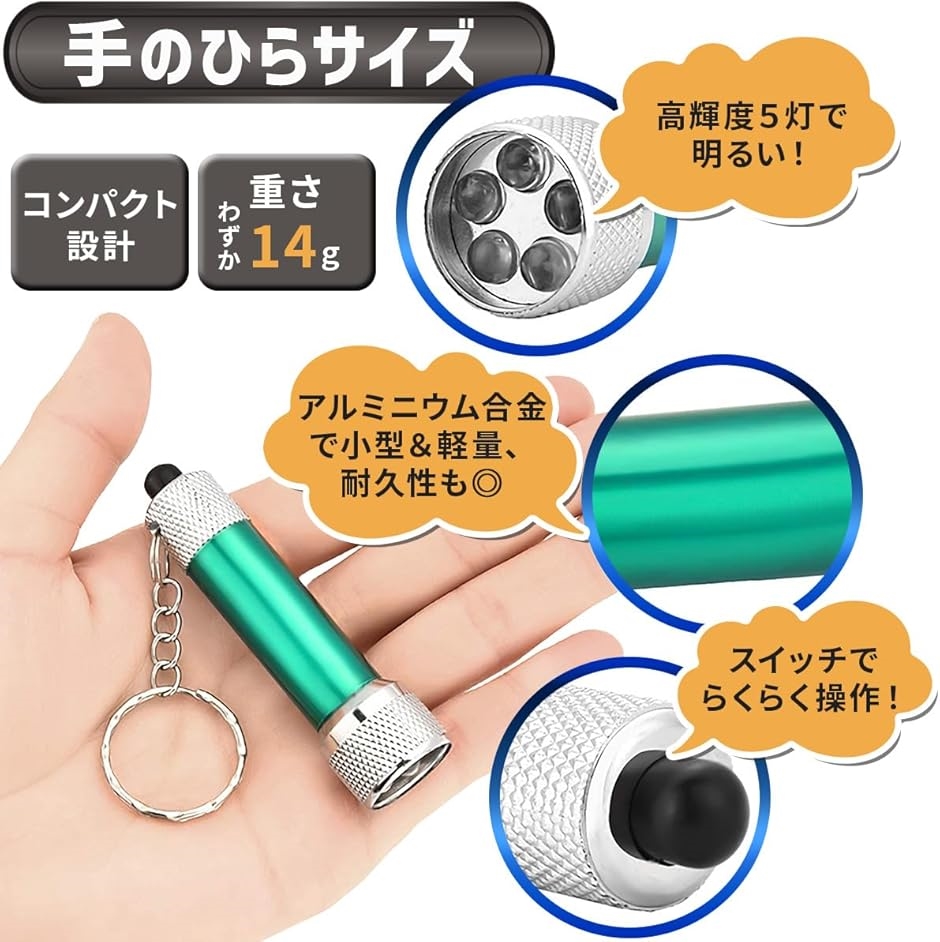 GLOFIN LEDライト 小型 ミニ キーホルダー キーライト 5本セット 照明