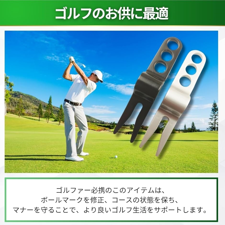 ゴルフ グリーンフォーク ディボットツール 2個セット 2本足 フォーム