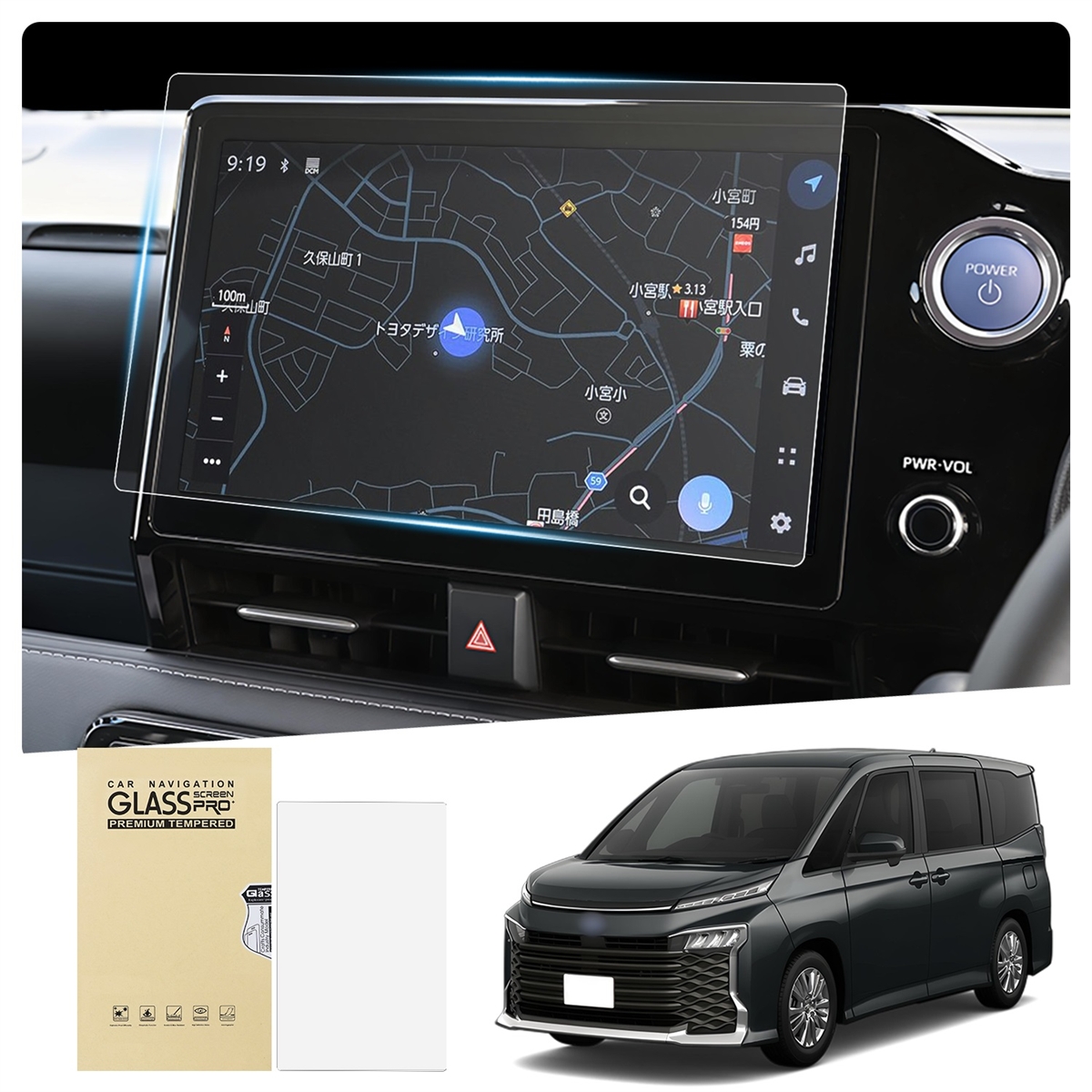 ガラス 保護フィルム 新型ノア (透明, 10.5インチ トヨタ・ノア
