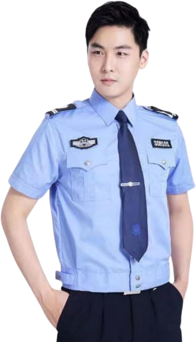 警察官 コスプレ ポリス シャツ 男性 メンズ ハロウィン 警官 お巡りさん (ブルー,  半袖， S)