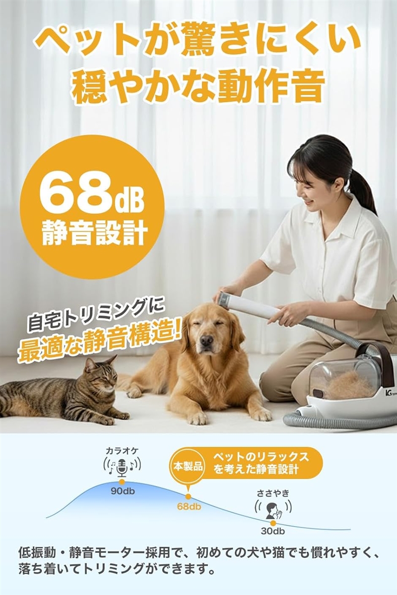 LIFE GARAGE7in1 ペットトリマーセット 犬用掃除機 ペットグルーミング