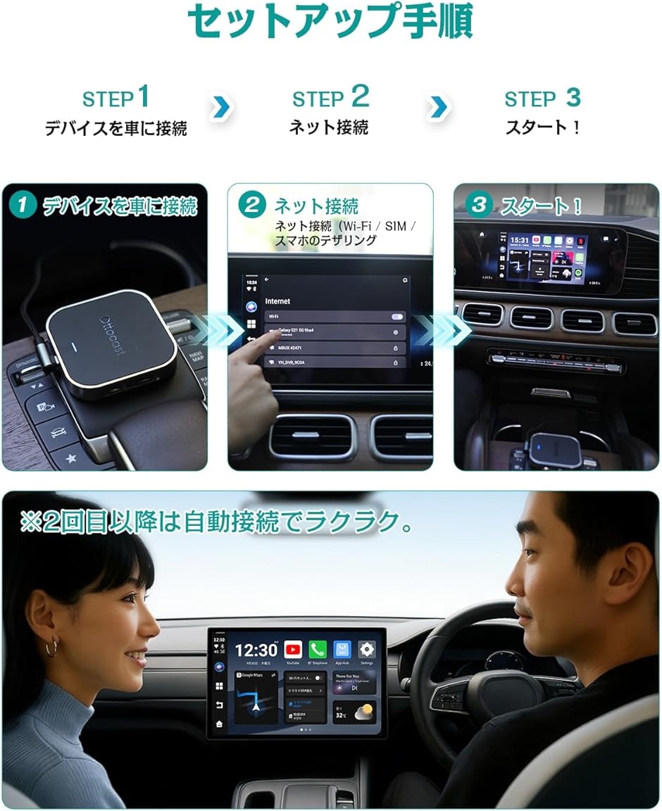E2 オットキャスト OttoAiBox 最新 Android 13 CarPlay アダプター GPS