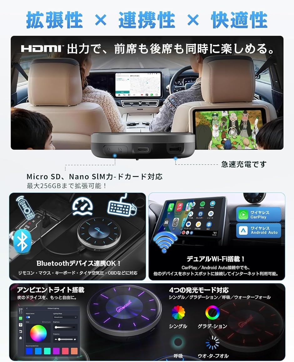 オットキャスト OttoAibox P3 CarPlay アダプター S46 動画視聴可能