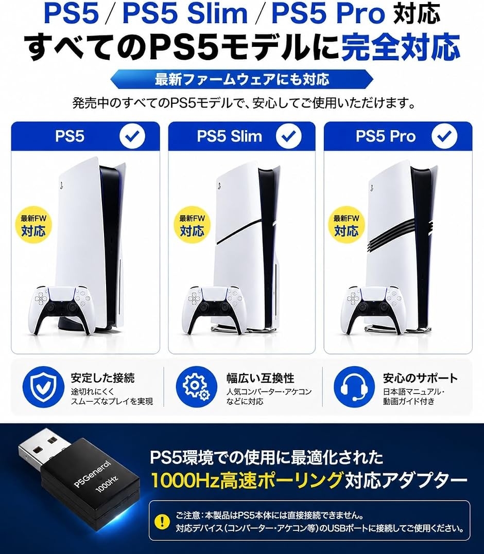 Besavior P5General PS5用 ゲーミングコンバーター USBアダプター