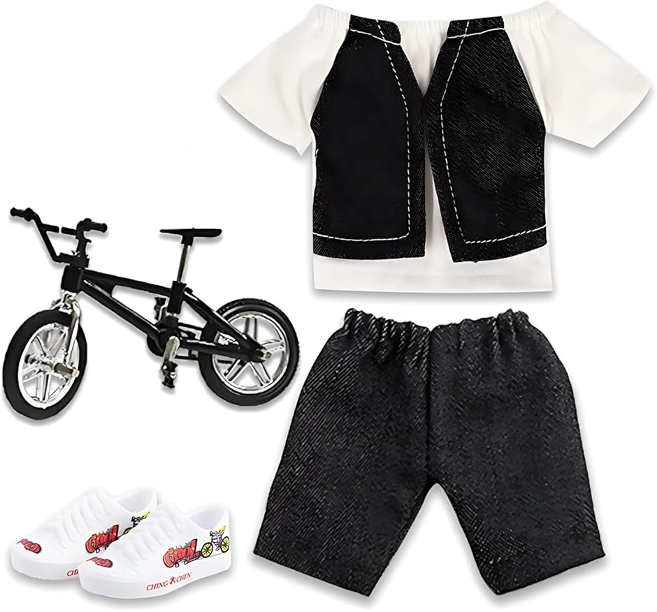 指スケ 指スケボー フィンガーボード ミニスケボー グッズ 服 シューズ 自転車 洋服セット デニム(ブラックデニム,  スタンダード)