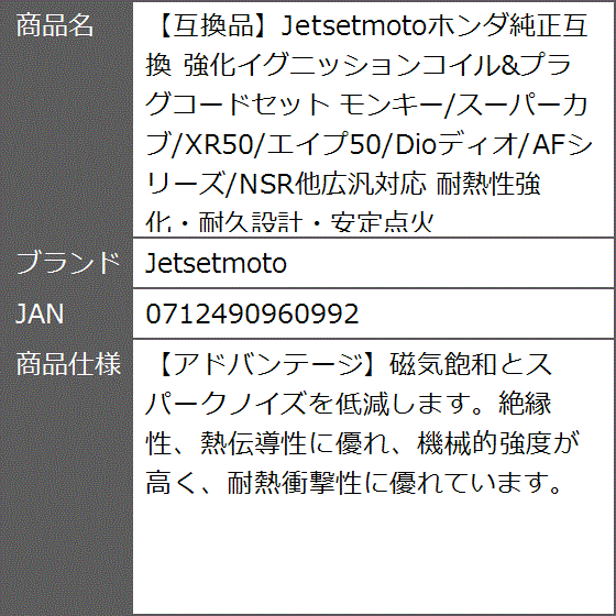 互換品】ホンダ純正互換 強化イグニッションコイル＆プラグコード