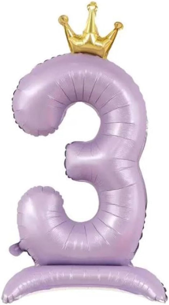 Yahoo! Yahoo!ショッピング(ヤフー ショッピング)数字バルーン ナンバー 風船 大きい 100cm 誕生日 飾り付け 男の子 女の子 自立（パープル,  3歳）