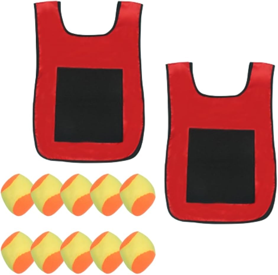 的当て カラーベスト 外遊び おもちゃ 室内遊び 遊びグッズ公園 子供 ダーツ 小学生 レッド ボール10個セット (レッド)