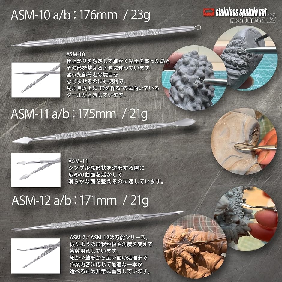 プロ造形作家監修 EZ-tools スパチュラ ヘラ ステンレス製 ツール 12本