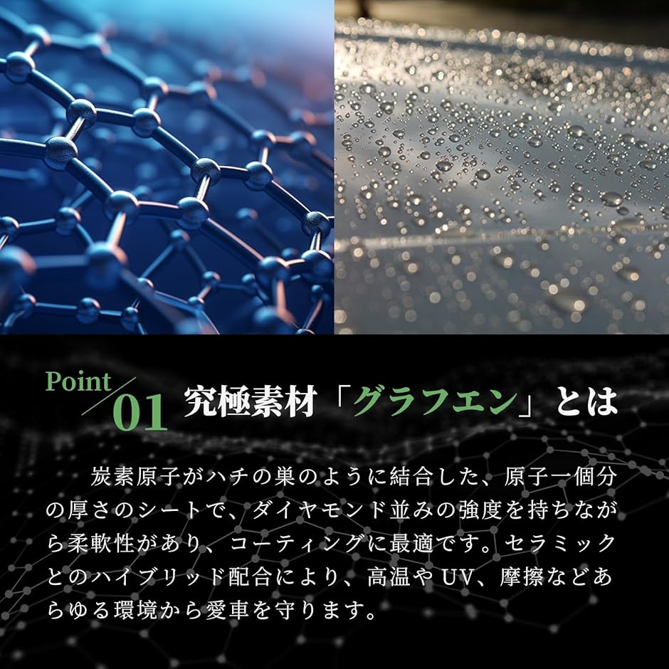 新開発グラフェンセラミックコーティング剤 車 超撥水＆新車級の艶＆UV