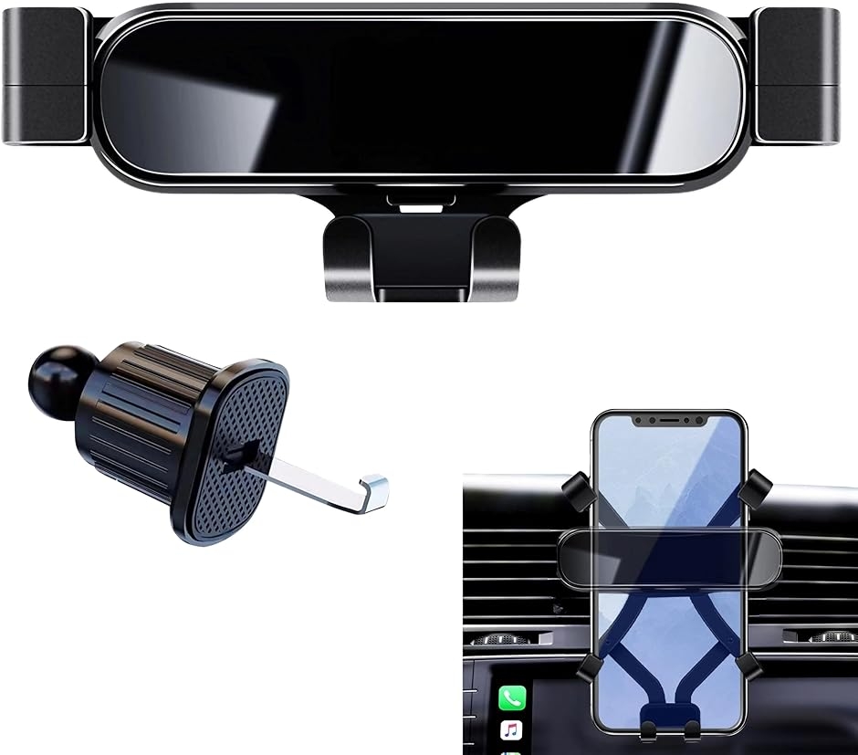 スマホホルダー 車 車載 スマホスタンド 携帯ホルダー エアコン 吹き出し口 片手操作 取付簡単 iphone 汎用 (ブラック)