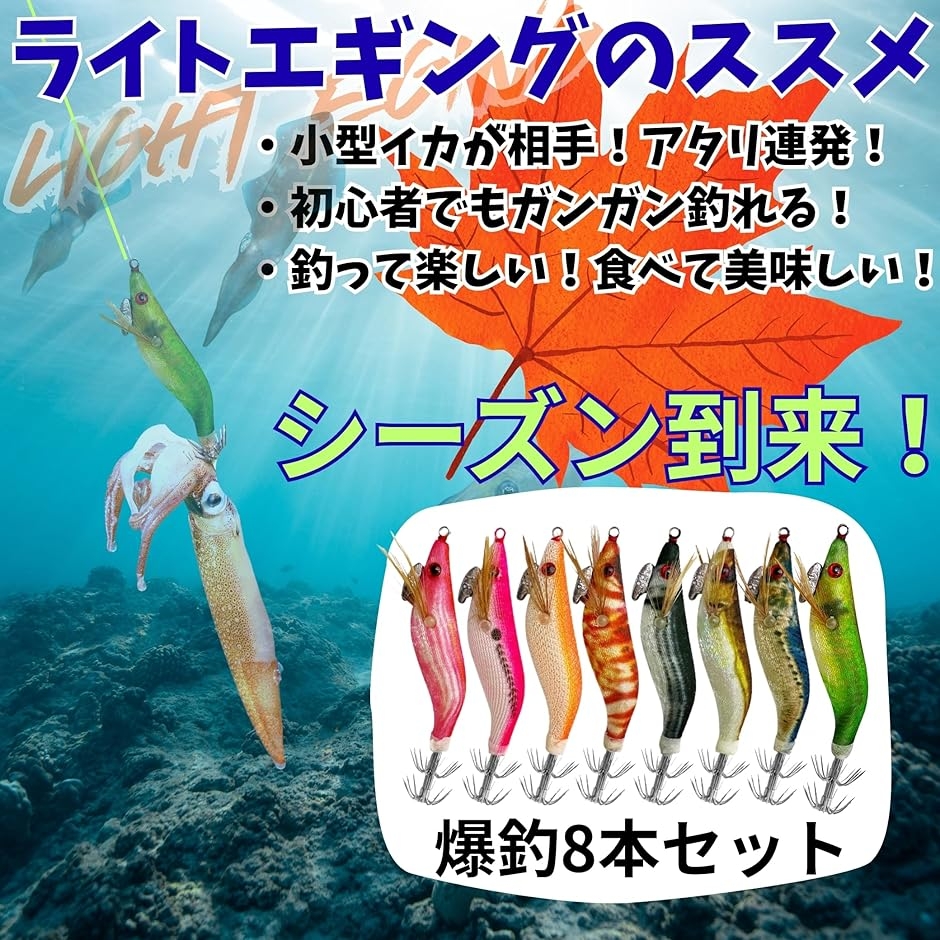 エギ ング セット イカ タコ 釣り 仕掛け 1.8号 ＋ 修正器 付き 小型