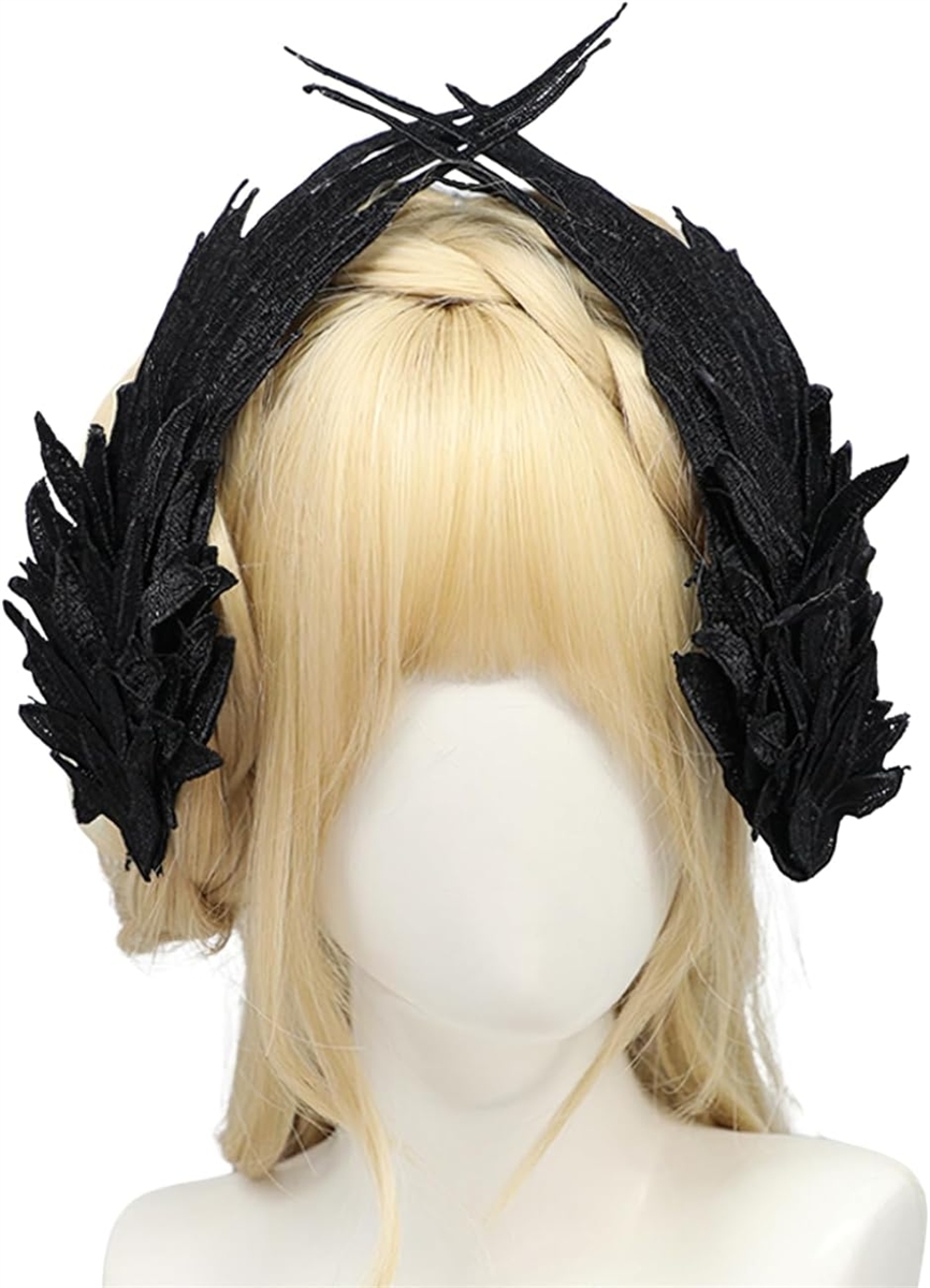 ヘアクリップ 髪飾り 天使の羽 コスプレ ハロウィン 仮装 ヘッドドレス ヘアアクセサリー MDM (ブラック)