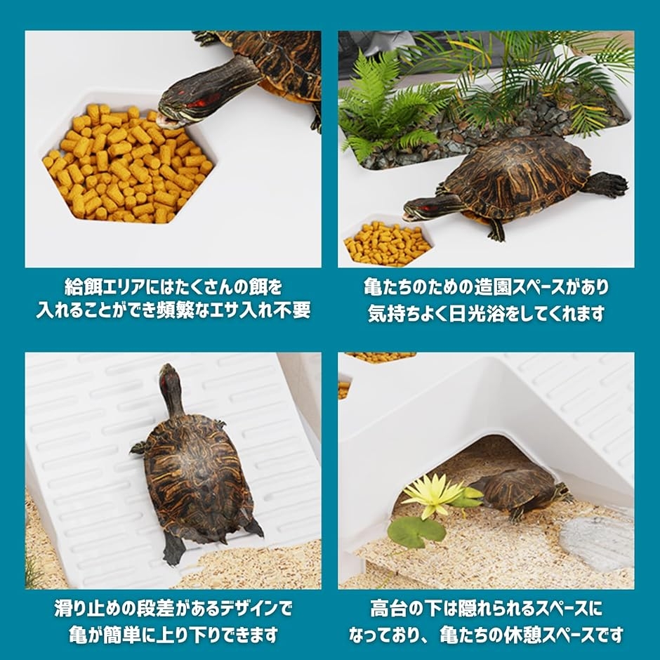 亀 水槽 飼育ケース ケージ 高台 蓋付き ア...の詳細画像5