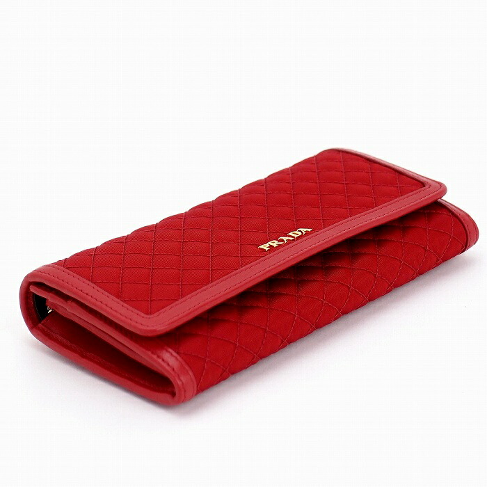 プラダ PRADA 長財布 パスケース付 キルティング ナイロン レッド赤 プラダ PRADA 長財布 パスケース付 キルティング ナイロン