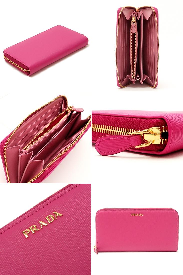 プラダ PRADA 財布 長財布 レディース ラウンドファスナー FUXIA