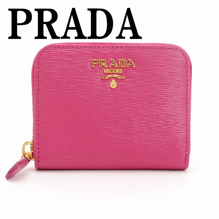 プラダ PRADA コインケース 財布 小銭入れ ラウンドファスナー ピンク レザー 1MM268-2EZZ-F0505