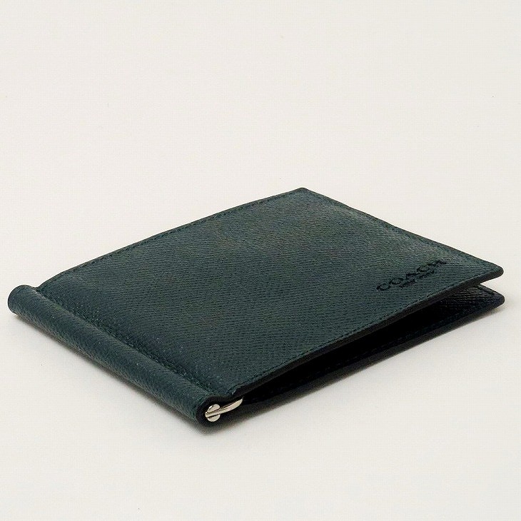 【美品】コーチ　マネークリップ　ブラック　レザー　F23847 カードケース 美品】コーチ マネークリップ ブラック レザー F23847 カード