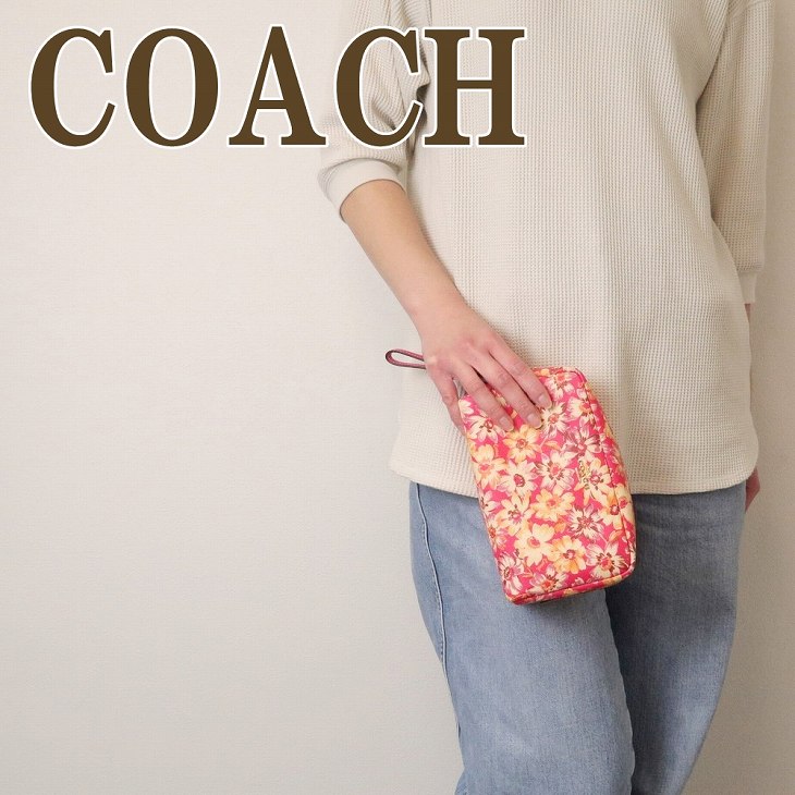 COACH コーチ ポーチ レディース クラッチバッグ 化粧ポーチ 花