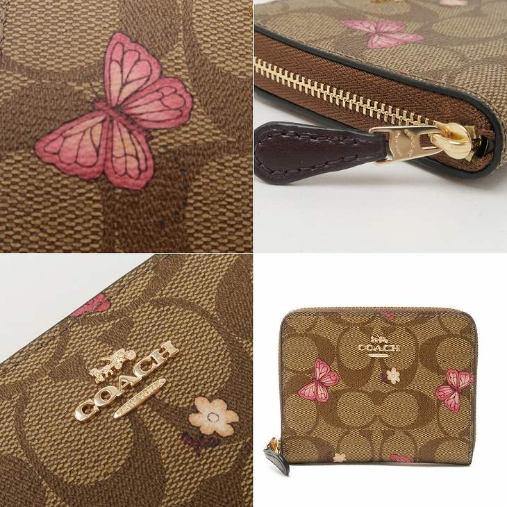 COACH コーチ 財布 二つ折り レディース 花柄 蝶柄 バタフライ