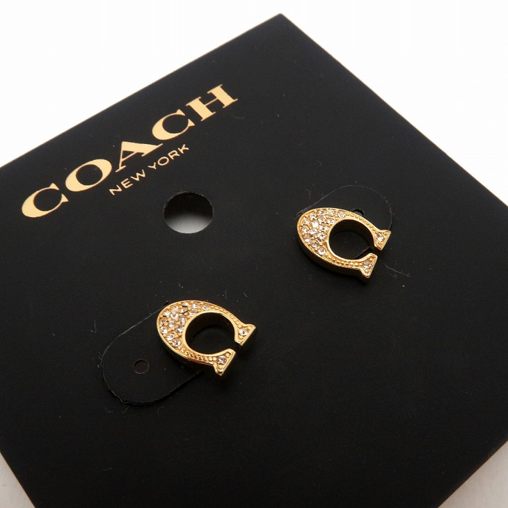 新品✨COACH ピアス レキシーフープ ゴールド ラインストーン 付属品完備 新品✨COACH ピアス レキシーフープ ゴールド ラインストーン