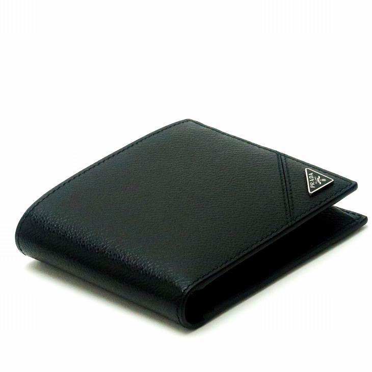 ビビ様オーダー商品 プラダ 二つ折り財布 財布 メンズ SAFFIANO TRIANG ブラック
