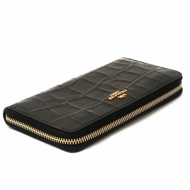 コーチ　長財布　49976 クロコダイル型押し ライトピンク　未使用に近い ☆COACH コーチラウンドファスナー長財布 クロコダイル型押