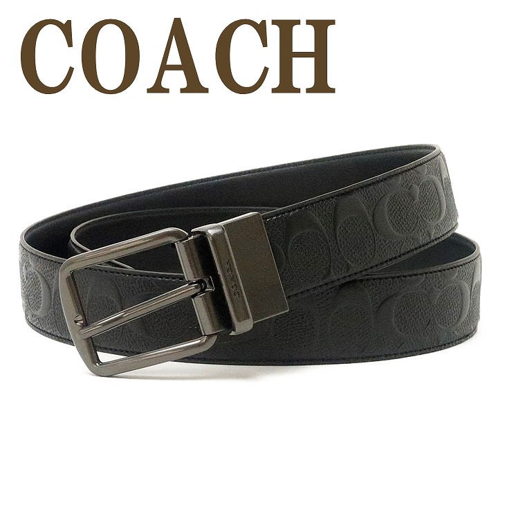 COACH コーチ ベルト メンズ レザー シグネチャー ブラック 黒