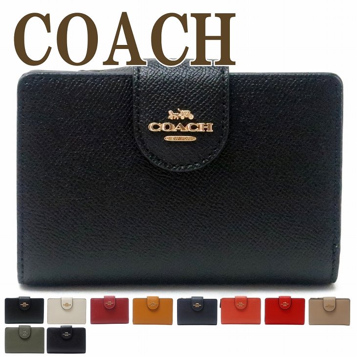 コーチ COACH 財布 二つ折り財布 レディース レザー ロゴ ブラック 