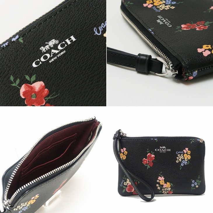 お23☆ COACH 小物入れ ポーチ レディース ブルー 花柄 箱付き ブルー 【公式】COACH – コーチ ポーチ＆小物入れ レディース