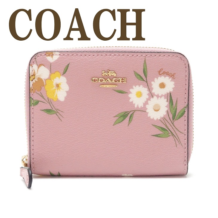 コーチ 財布 COACH 二つ折り 財布 レディース 花柄 ピンク