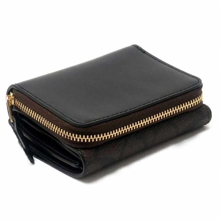 COACH 三つ折り財布 ブラック COACH コーチ 財布 三つ折り 折財布 ミニ レディース レザー