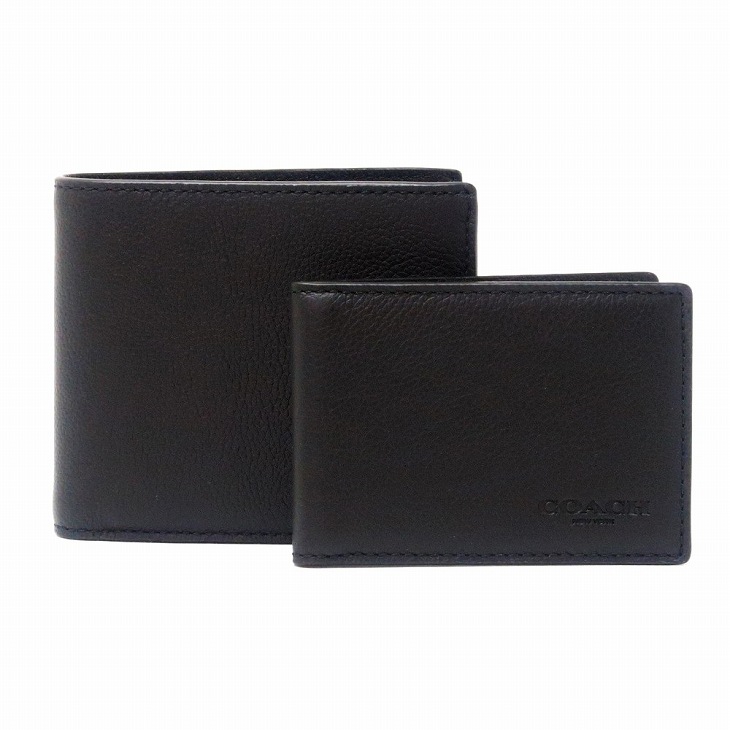 COACH コーチ 財布 メンズ 二つ折り財布 カードケース ブラック