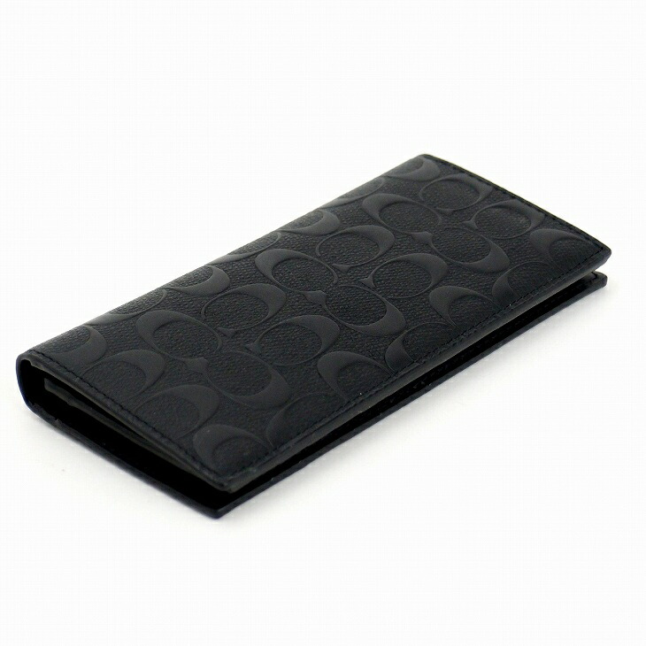 【美品】COACH コーチ　ブラックレザー 長財布 未使用 COACH コーチ 長財布 レザー 革 ブラック 黒 柄なし メンズ