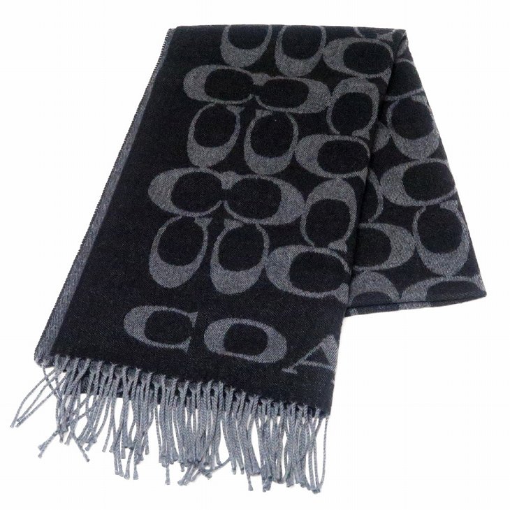 COACH ブラック×グレー マフラー 新品 リバーシブル COACH マフラー ブラック グレー - メルカリ