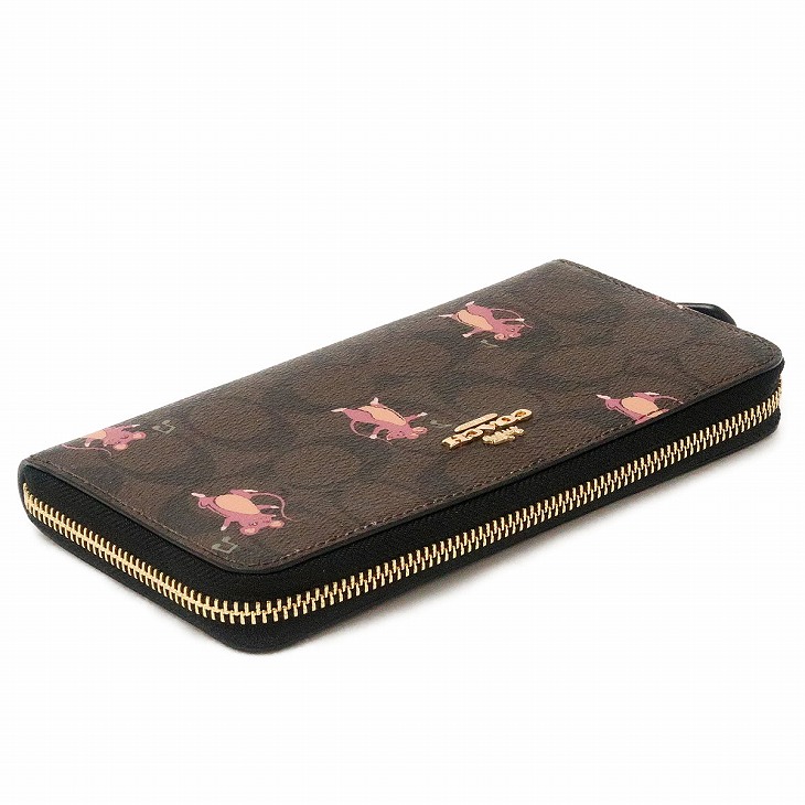 新品 COACH コーチ 長財布 ネズミ アニマルプリント
