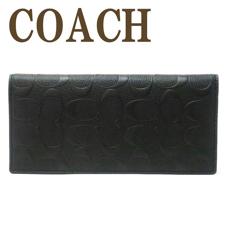 新品　COACH　コーチ　ブラック　ロゴ型押し　メンズ　長財布 COACH 訳あり コーチ 長財布 メンズ レザー 財布 長札