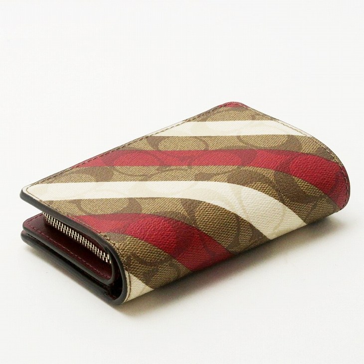 COACH 二つ折り財布 アイボリー ストライプ COACH（コーチ） セール 財布 アウトレット レディース 二つ折り 革