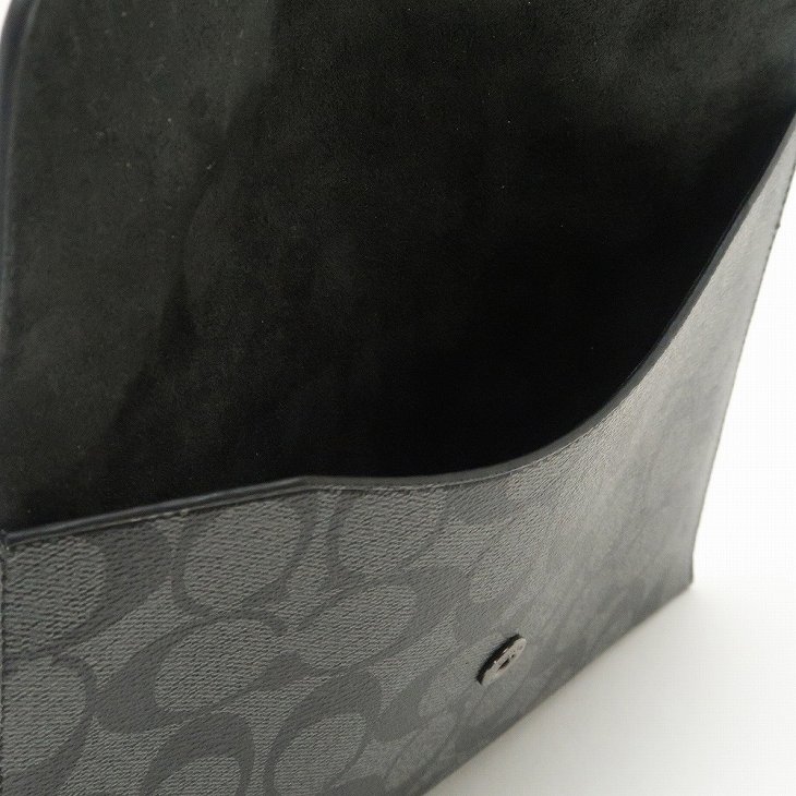 美品 COACH PVC クラッチバッグ ファスナー シグネチャー ブラック 黒 コーチ クラッチバッグ ウィン[品番：AXEB0027726]｜AXES