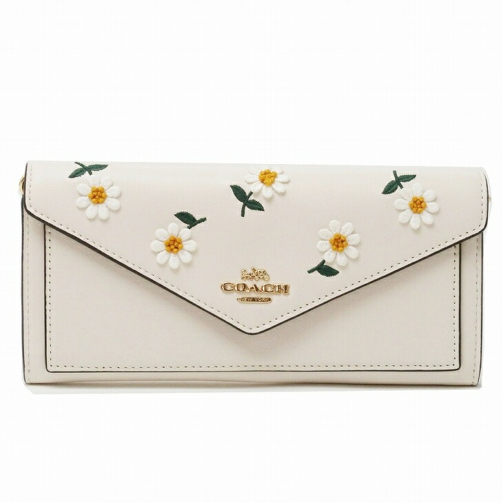 COACH コーチ 財布 レディース 長財布 レザー 花柄 チェーン
