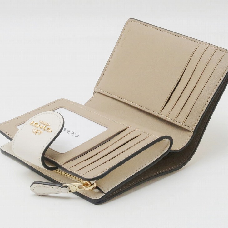 COACH コーチ 財布 レディース 二つ折り財布 レザー フローラル